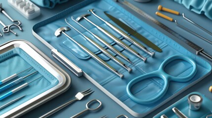 Poster - artistic representation of a surgical procedure, illustrating the step-by-step process and tools use
