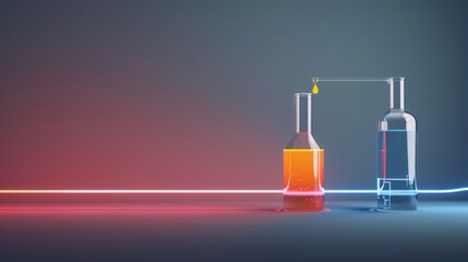 Poster - Artistic representation of an acid-base titration, showing the gradual addition of an acid or base to a solution