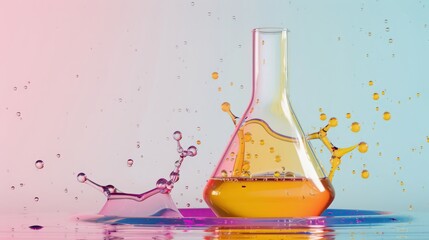 Poster - Artistic representation of an acid-base titration, showing the gradual addition of an acid or base to a solution