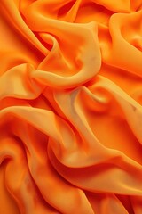 Aufkleber - Vibrant orange fabric texture pattern close-up view. Crinkled material with subtle sheen and warm color palette. Blurred background highlights fabric prominence.