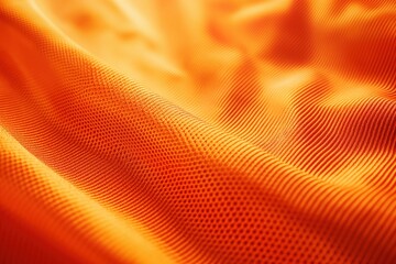 Aufkleber - Vibrant orange sports fabric with textured diagonal lines, blurred background emphasizes color. Close-up view of jersey material used in football shirts, abstract design creates dynamic energy.