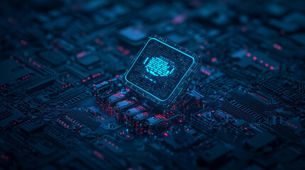 Aufkleber - technology Digital Marketing, Internet of Chatbot Technology in the Future Computer Lifestyle Technology Abstract futuristic digital AI, robots, and circuit design in neon blue and purple lights