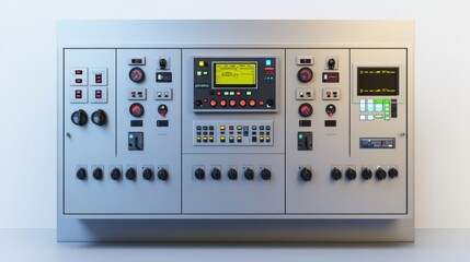 Industrial Control Panel with Buttons and Switches.