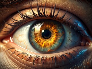 Aufkleber - Realistic 3D rendering of Human eye with detailed texture mapping
