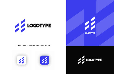 Poster - Bold diagonal stripes creating geometric shapes letter A logo for technology, finance, banking, cryptocurrency, corporate branding, architecture, construction, real estate. Vector illustration