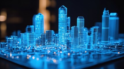 Sticker - Digital Cityscape: A futuristic vision of a city