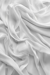 Aufkleber - White fabric texture pattern close-up. Soft silk or chiffon material with subtle curls and wrinkles. Blurred background adds depth to image. Fashion design inspiration for clothing textile