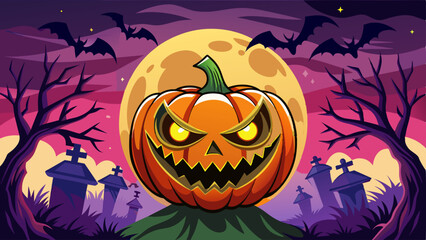 Face of Halloween Pumpkin Background. Halloween Jack o lantern S