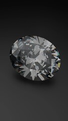 Wall Mural - Oval Shaped Diamond close up isolated on black background. Beautiful large crystal clear shining round cut diamonds