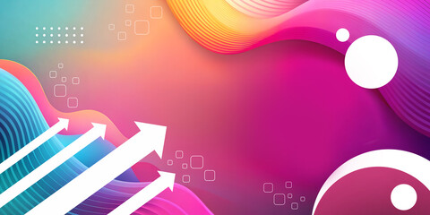 Poster - Geometric abstract background. Business Development Concept and Entertainment Media with Creativity in Digital World. purple, Arrows, Progress, Growth, Technology, 3d rendering
