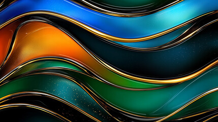 Poster - Luxury green and gold marble texture with abstract layers. Elegant design for decor and art.