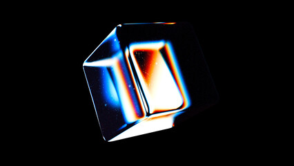 Glass cube abstract geometry 3D. 3D illustration render.	
