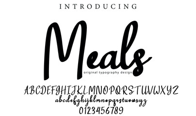 Wall Mural - Meals Font Stylish brush painted an uppercase vector letters, alphabet, typeface