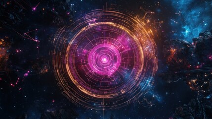 Wall Mural - Cosmic Interface: Digital Gateway to the Stars