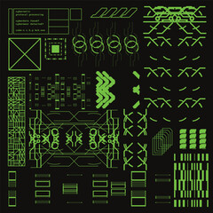 Wall Mural - cyberpunk y2k 2000s gaming futuristic icon pattern set collection template hud for branding fashion 