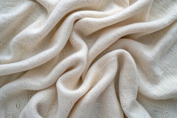 Aufkleber - Close-up view of white fabric with subtle texture folded in half revealing intricate pattern and design. Fabric has smooth surface completely covering frame background. Focus on fabric details.
