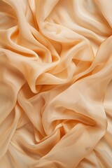 Aufkleber - Close-up view of beige fabric with textured appearance. Crumpled wool-like material folded in half, revealing inner structure. Blurred background focuses on fabric natural fibers and crinkled texture.