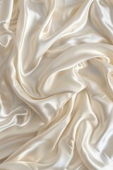Aufkleber - Close-up view of white fabric with intricate texture, crumpled and folded. Subtle gray stripe runs across top right corner. Fabric appears smooth, with slight wrinkles adding depth to scene.