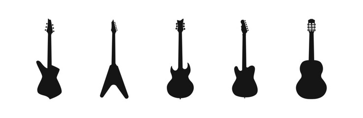 Guitar silhouette icon. 
Music instrument symbol.