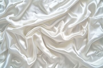 Aufkleber - Close-up view of white fabric with slight curl edges, wrinkled texture. Fabric possibly clothing or decorative item. Blurred background focuses on fabric textured appearance.