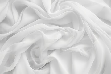 Aufkleber - Close-up view of white fabric with subtle gray stripe, slightly curled at bottom. Fabric texture resembles silk chiffon. Gray stripe stands out against smooth white background, adding dynamic element.