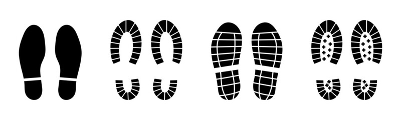 Shoe print icon. 
Footwear trail symbol