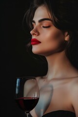 A beautiful sexy attractive woman holding a glass of red wine