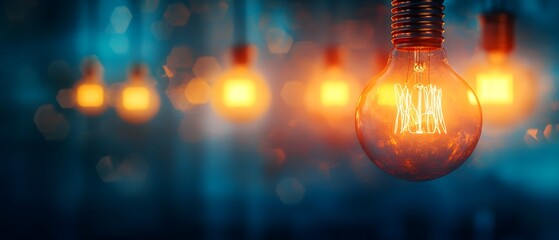 Sticker - Glowing Lightbulb with Bokeh Background