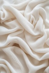 Aufkleber - White fabric with subtle texture folds creases. Fabric covers frame background, contrasting with simple gray background for visually appealing composition.