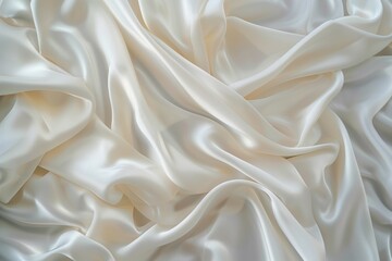 Aufkleber - Close-up view of white fabric with intricate texture and patterns. Fabric possibly made of silk or satin material. Blurred background draws focus to fabric details.