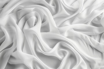 Aufkleber - Close-up view of white fabric with interesting folds and texture. Fabric appears smooth and crumpled at the same time. Background blurred to focus on fabric intricate details.