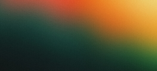 Wall Mural - Black, green and orange gradient background with noise texture poster, grainy banner