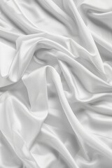 Poster - Close-up view of white fabric possibly sheet curtain folded in half revealing intricate texture, patterns. Fabric appears smooth with wrinkles creases.