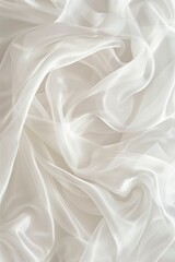 Poster - Close-up view of white fabric with subtle texture. Folded in half reveals intricate pattern. Gray background contrasts with white fabric. Fashion, textile, design projects.