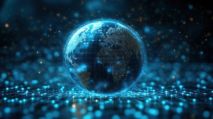 Poster - Global Virtual Internet World Connection at Night