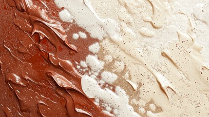 Poster - Creamy foundation strokes in brown and beige create a textured background, perfect for beauty products. Luxurious and elegant, with space for text