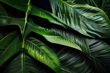 Wall Mural - abstract green leaf texture, nature background, tropical leaf Generative AI