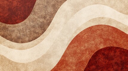 Poster - abstract grunge background in brown beige and white with wavy shapes and curved lines, vintage retro