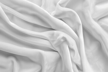 Aufkleber - White fabric, possibly a sheet or curtain, is folded in half, revealing its inner structure and creating a visual effect. The fabric smooth surface dominates the image, with the background blurred.