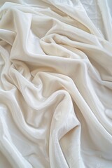 Aufkleber - Close-up view of white fabric with subtle gray stripe running down center. Fabric exhibits slight curl adding texture to smooth surface. Blurred background draws attention to fabric as main subject.