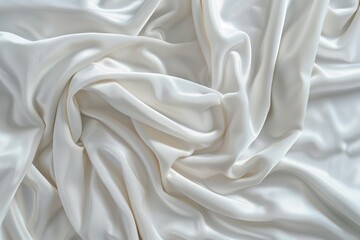 Poster - Close-up view of white fabric possibly made from cotton or silk with soft texture. Fabric appears smooth and slightly wrinkled. No texts or objects visible in the image.