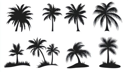 Vector illustration of coconut tree with leaf closeup view