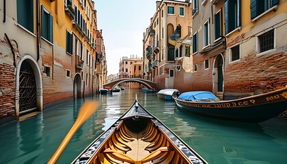 Wall Mural - Photo keywords of canoeing: tourism, boats, water, buildings, boats, architecture, bridges, daylight, streets, travel, transportation system, people, outdoor, canals, Venice, town, boatman, gondola