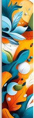 Canvas Print - Abstract Floral Background with Teal, Orange, and White.