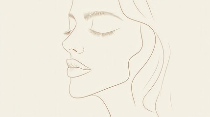 Poster - A graceful silhouette of a woman's face emerges through smooth lines emphasizing elegance, femininity, and artistic simplicity. Generative AI