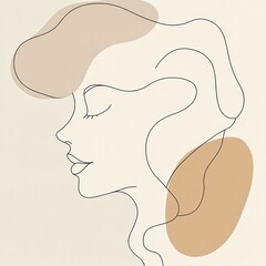 Leinwandbilder - The artwork features a graceful outline of a woman's profile, emphasizing elegance through minimalist design and soft color blending. Generative AI