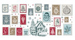 © oldesign - Christmas Stamps, mail, Advent calendar, postcard hand drawn illustrations.