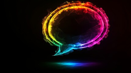 Colorful neon speech bubble on dark background