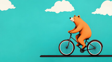 Bear riding a bicycle in the countryside