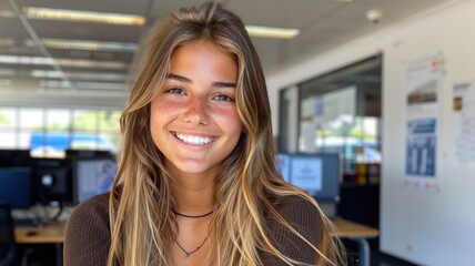 Beautiful natural girl smiling